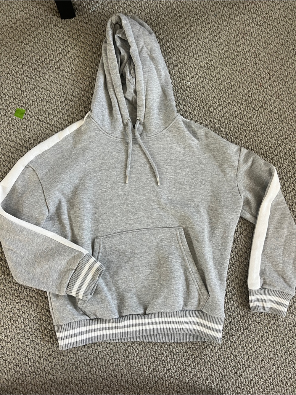 Gray Sweatshirt with White Stripe and Hood size 6 basics